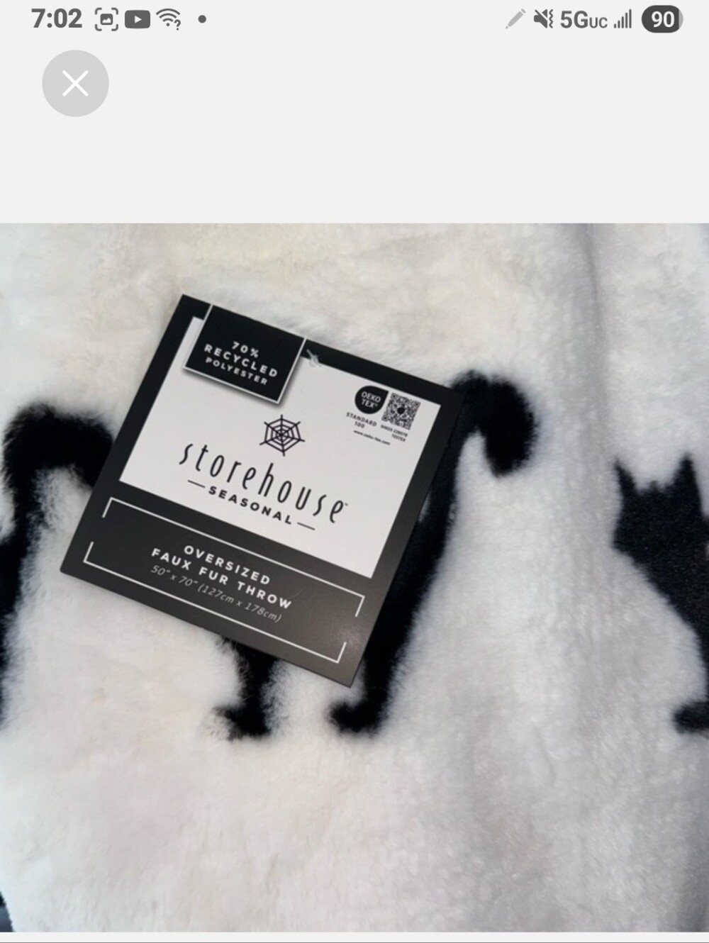 ✨️NWT Storehouse Halloween Scaredy Cat 🐈‍⬛️Faux Fur Soft Throw - Picture 5 of 5